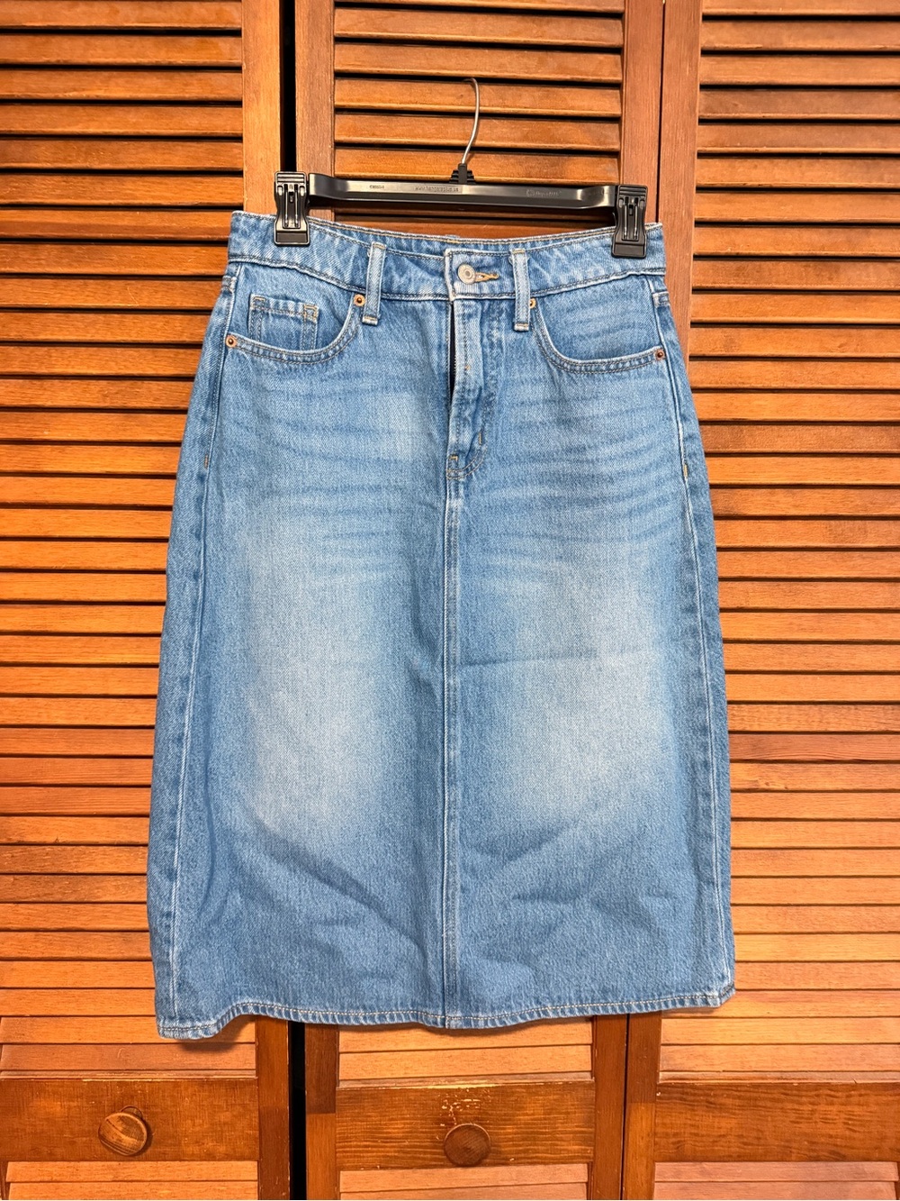 Old Navy Light Blue Denim Midi Skirt